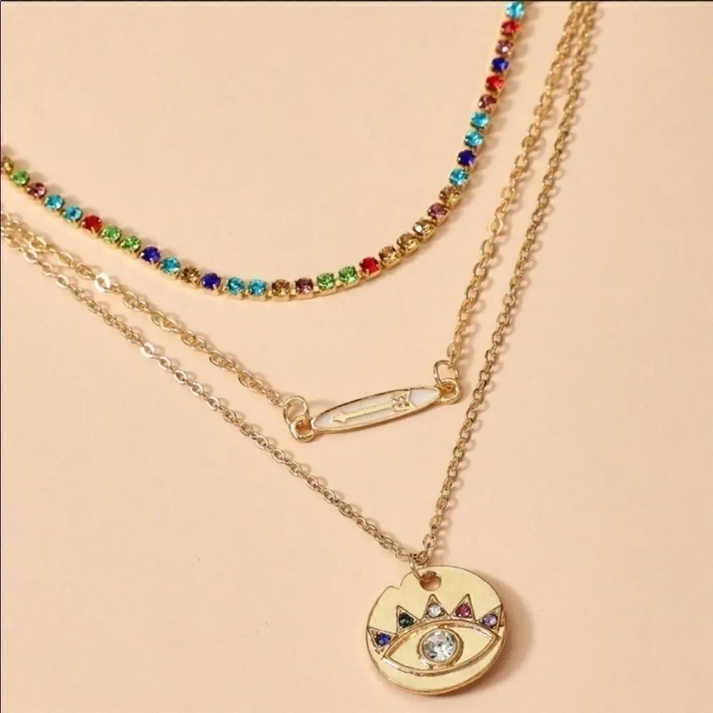 Nazar Rhinestone Arrow Zinc allow Necklace CHIC